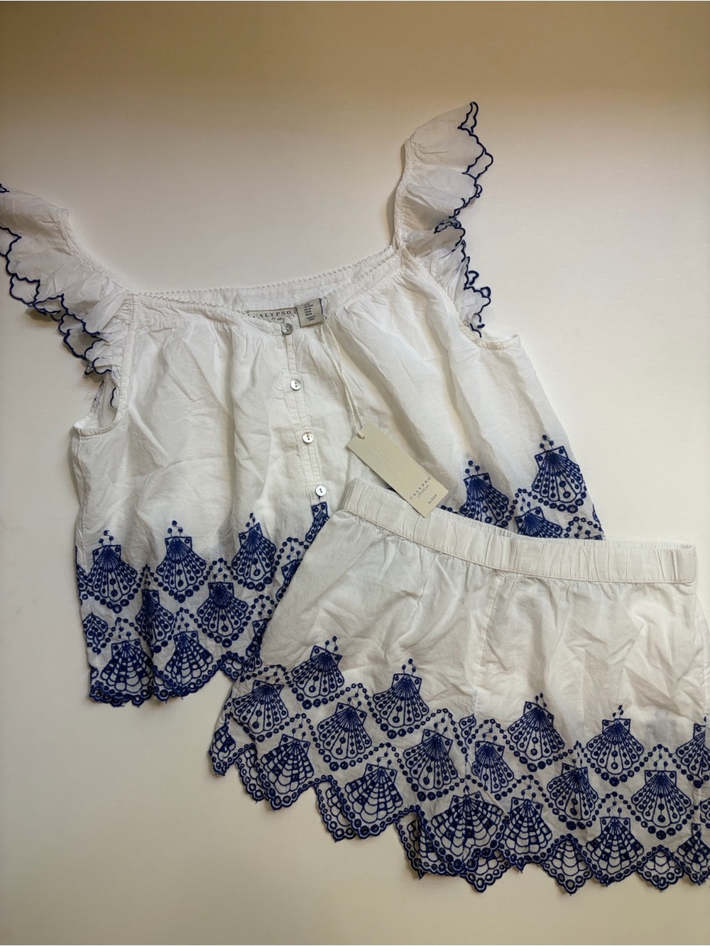 Calypso St. Barth 100% cotton, eyelet sleep set, old money, classy, cottagecore - Picture 4 of 11
